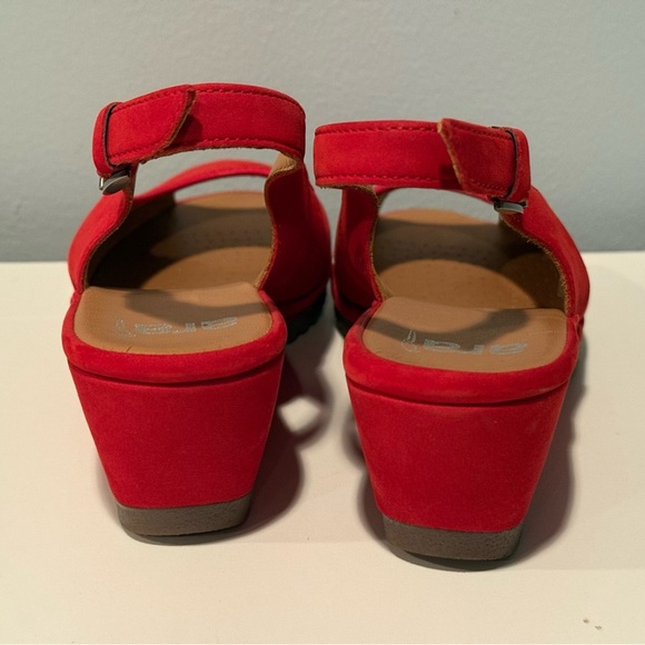 Ara Red Suede Colleen Slingback Leather Wedge Sandals - Size 6.5 - Picture 12 of 13